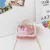 Bolsa Pequena Infantil Estilo Coreano Bolsa Mini Pérola Fofa para Bebê 2025 Novo Estilo Menina Corrente Transversal Bolsa Quadrada Pequena
