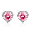 Pendientes de botón de lujo con baño de platino y circonita en forma de corazón de melocotón corazón de amor anillo venta caliente personalidad de amor diamante rosa diamante blanco pendientes de botón en forma de corazón