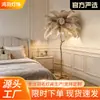 Estoque de fábrica Amazon Luminária de chão LED com penas para quarto, cabeceira, sala de estar, estilo ins de alta qualidade, popular nas redes sociais
