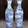 Jarrón de cerámica azul y blanco de Jingdezhen con paisaje, de pie, grande, regalo para inauguración de hotel y casa de huéspedes, jarrón decorativo grande de porcelana al por mayor