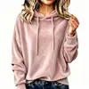 Otoño/Invierno 2026 Transfronterizo Europeo y Americano Amazon Nuevo Sudadera con Capucha y Cordón Terciopelo Coreano Color Sólido Manga Larga Top para Mujer
