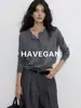 Con cárdigan de punto HAVEGAN/Otoño de cuello redondo y manga larga para mujer, fino y de corte holgado, perfecto para usar en capas, con un estilo relajado y chic sin esfuerzo, estilo "old money".