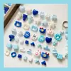 [Wangyang] Material e acessório para corrente de celular DIY temático de queijo Hello Kitty pintada de azul e branco em formato de estrela de acrílico