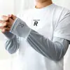 Mangas de Hielo con Protección Solar Letra M para Hombres en Verano para Ciclismo al Aire Libre, Protección UV, Mangas Bordadas de Protección Solar para Brazos de Corte Holgado