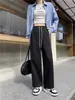 Costuras Peto Caqui Estrecho Primavera para Mujer Cintura Alta Dosis Holgado Adelgazante Casual Deportivo Recto Pantalón Largo