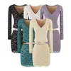 Conjunto Duas Peças Feminino: Top de Renda Branca com Decote V e Manga Longa, Modelagem Justa, Saia Curta de Cintura Baixa, Justa ao Corpo, Estilo Hot Girl para Primavera