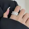 Anillo Ancho de Diseño de Nicho con Textura Metálica y Perla Redonda Irregular para Mujer, Estilo Minimalista Ins Versátil Anillo Abierto
