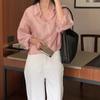 Venta de liquidación: Camisa Larga Ligeramente Transparente de Tencel para Mujer, Estilo Coreano Primavera y Otoño 2025, Top Casual Elegante Holgado Vergam*T