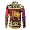 Camisa de Manga Larga para Hombre con Forro Largo 2021 Nueva Comercio Exterior Transfronterizo Moda Juvenil Europea y Americana Estilo Familiar Famoso Camisa de Solapa Estampada para Hombre
