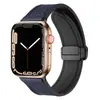 Adequado para Apple Watch11S109 Fivela Magnética Dobrável Pulseira de Couro de Silicone Se8/7/6/5/4