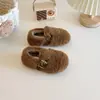 Zapatos peludos para niñas, nuevos estilos de otoño/invierno, zapatos estilo Birkenstock para niños, cálidos y cómodos, zapatos casuales de algodón para niños y niñas, zapatos de algodón con forro de felpa