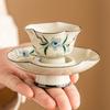 Juego de Taza y Platillo de Flor de Durazno Pintado a Mano con Pie Alto Cerámica Exquisita de Alta Gama Taza Maestra Personal para Té Taza de Té Juego de Té