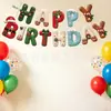 Atmósfera Navideña Banner de Cumpleaños con Tiras Elementos de Muñeco de Nieve y Reno Pancarta de Letras para Fiesta Decoraciones para Cupcakes
