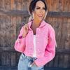 23 primavera e verão novo Amazon transfronteiriço Europa e Estados Unidos comércio exterior casual moda casaco jeans com furos e franjas feminino 3251