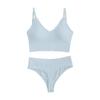 Camisola deportiva con copa triangular y push up, fina, sin aros, de talla grande, con tanga cruzada