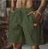 Novos shorts de algodão linho couro cordão cintura elástica perna reta cor sólida respirável diário praia cinco calças casuais