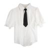 Traje de Falda Corta Estilo Universitario Uniforme JK Camisa Top de Manga Abullonada Adelgazante de Cintura Ajustada para Mujer Falda de Pastel Abullonada de Cintura Alta