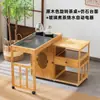 Mesa de Té Giratoria Móvil Balcón Hogar Máquina de Bar de Té Integrada Preparación de Té Mesa de Café Multifuncional Juego Completo Mesa de Té Gabinete de Agua para Té