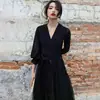 Novo Vestido Longo de Malha Starlight Preto 2026, Cintura Marcada, Emagrecedor, Elegante Vestido de Noite, Estilo de Fada e Vestido de Alto Padrão