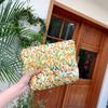 3432 Bolsa de Cosméticos Artística Floral Fresca de Algodón Bolsa Clutch Japonesa Bolsa Portátil para Almacenamiento de Artículos Varios Bolsa Roja