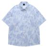 Camisas Retrô Jacquard Floral Estilo Japonês Old School de Manga Curta para Homens e Mulheres Soltas Estilo Preppy Camisas Casuais para Casais