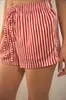 Shorts de Rayas y Lunares Estilo Coreano con Cordón, Corte Holgado, Cintura Elástica, Casual para Playa, Deportes, Hogar, Hot Pants para Mujer
