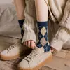 Calcetines cálidos de invierno estilo coreano con rombos, engrosados, para mujer, hasta la pantorrilla, venta al por mayor, recomendados en Little Red Book, calcetines gruesos para mujer