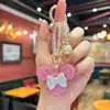 Llavero de Cabeza de Minnie con Pedrería de Gama Alta, Popular Bolso de Redondo con Cadena de Cuentas de Cristal Mickey Full Diamond, Decoración para Llave de Coche