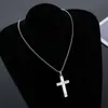 Collar con Colgante de Cruz de Acero Inoxidable Simple y Personalizado con Patrón de Texto Láser Hip-Hop Tendencia Joyería para Hombre