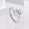 Anel de Seis Garras Imitação Moissanita Popular Transfronteiriço S925 Não Desbota Feminino Pedido de Casamento Anel de Casal Fabricante Atacado