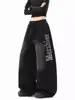 Pantalones de chándal lavados con letras Hip-Hop para hombre y mujer, Pantalones gruesos de estilo americano con forro polar de invierno, Pantalones Hip-Hop tipo cimitarra
