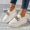 Zapatos de suela gruesa tejidos voladores transpirables de caña baja para mujer, comercio exterior europeo y americano, decoración de cadena transfronteriza, mocasines perezosos sin cordones deseo