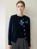 Cárdigan de Cachemira para Mujer Cachemira Pura Otoño Invierno Nuevo Blueberry Reemplazo Cuello Redondo Tejido Suéter Cálido Abrigo Holgado