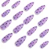 Unhas postiças amêndoa com bolinhas roxas de taro, bolinhas roxas escuras, adesivos de unha postiça simples, doces e estilosos, atacado de arte para unhas transfronteiriça