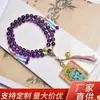 Tangka Hecho a Mano Estilo Xizang Tara Verde Cuentas de Vidrio Morado para Rezar 54 Piezas Colgante de Tangka Accesorio Adorno