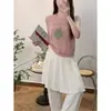 Suéter de Punto de Manga Corta con Cuello Redondo, Versátil y de Moda, Estilo Coreano, Nuevo para Mujer, Holgado, Adelgazante, Top de Suéter Tendencia