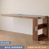 Escritorio de Esquina de Madera Maciza Estantería Integrada Dormitorio Hogar 2025 Mesa de Estudio Estilo Antiguo Forma de L Mesa para Computadora Mf01