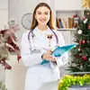 Porta-crachá retrátil com emoji de gato, rolo de médico, chaveiro giratório de acrílico para enfermeiro