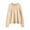 Nuevo suéter de cachemira con hilo floral de otoño e invierno para mujer, cuello redondo, estilo pullover, engrosado, corte holgado, tejido casual, capa base cálida