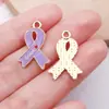 Accesorios para Joyería de Aleación con Goteo de Aceite DIY Pulsera con Colgante de Mariposa Rosa Corazón Cinta Llavero Encanto Concienciación sobre el Cáncer de Mama
