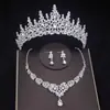 Acessório de Cabeça para Noiva Europeia e Americana Conjunto de Três Peças com Strass Coroa de Princesa de Luxo para Aniversário Coroa de Liga Metálica Gota d'Água