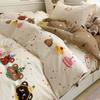 Set de cuatro piezas de algodón de dibujos animados Algodón Ropa de cama linda para niños Dormitorio de estudiantes Funda de edredón Sábana Bajera Juego de tres piezas Grasa de cama