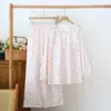 Estilo Nuevo Primavera y Verano Algodón Ropa de Casa para Mujer Pijamas Algodón Puro Delgado Casual Hogar Holgado Conjunto de Pantalón Largo