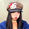 Bonito Boina Cuadros Retro Kt para Mujer Otoño e Invierno 2025 Nuevo Estilo Literario que Favorece el Rostro Boina Octagonal Pequeña Gorra de Periódico