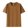 Nova Camiseta Masculina de Manga Curta de Verão Gelo Seda Refrescante Gola Redonda Cor Sólida Manga Curta Top Estilo Solona Manga Meia