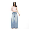 Calça Jeans Casual Nova Lavada Retro Americana Azul Claro Outono 2026 Transfronteiriça Slim Fit Emagrecedora para Mulheres