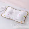 Almohada para bebé de gasa de algodón con forma de bebé, para recién nacidos de 0 a 6 meses, antidesviación, corrección de la cabeza, lavado con sudor.