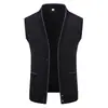 Suéter sin mangas casual de punto con cuello en V para hombre, Otoño Invierno, Moda Juvenil Versátil, Chaleco Casual con Forro de Terciopelo, Camisa Base