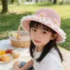 Sombrero de Paja para Niña con Flores, Estilo Dulce y Lindo, Sombrero de Sol para Niñas de Primavera y Verano, Sombrero de Pescador de Ala Ancha con Encaje de Princesa para Bebé