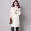 Vestido Suéter de Tricô Gola Alta Comprimento Médio com Gola para Mulheres, Estilo Chanel, Efeito Emagrecedor em Cor Sólida, Transfronteiriço